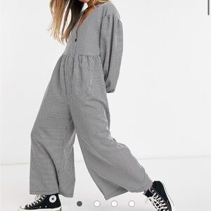 ASOS DESIGN gingham check smock jumpsuit sz 10